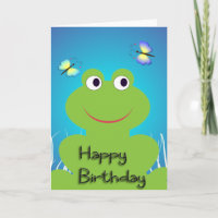 Niedlicher Frosch und Schmetterling.Alles Gute zum