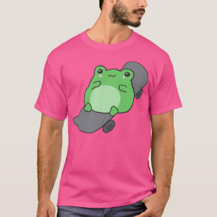 Niedlicher Frosch und Skateboard Kawaii Ästhetisch T-Shirt