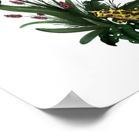 Niedlicher Frosch unter den Lilien Botanische Blüt Poster (Ecke)