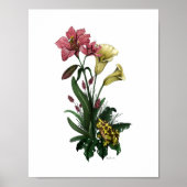 Niedlicher Frosch unter den Lilien Botanische Blüt Poster (Vorne)