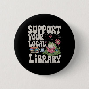Niedlicher Frosch unterstützt Ihr Bibliotheksbibli Button