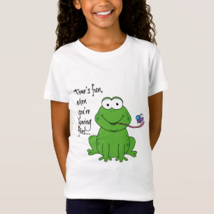 Niedlicher Frosch Zeit macht Spaß, wenn du Fliege T-Shirt