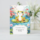 Niedlicher Frosch zum Geburtstag Dankeskarte (Stehend Vorderseite)
