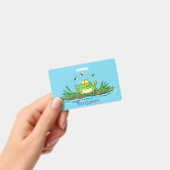 Niedlicher Froschfrosch Cartoon Ausweis (Handheld)