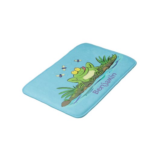 Niedlicher Froschfrosch Cartoon Badematte (Schrägansicht)