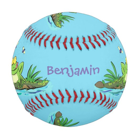 Niedlicher Froschfrosch Cartoon Baseball (Rückseite)
