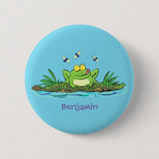 Niedlicher Froschfrosch Cartoon Button (Vorderseite)