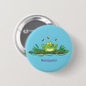 Niedlicher Froschfrosch Cartoon Button (Vorne & Hinten)