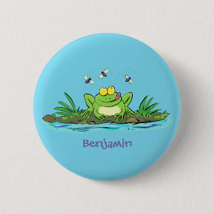 Niedlicher Froschfrosch Cartoon Button