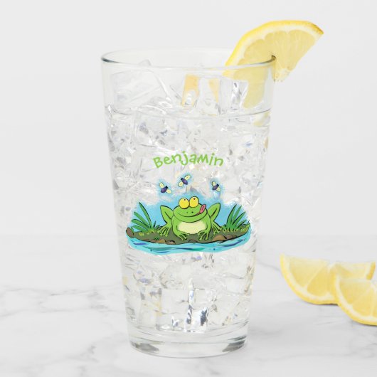 Niedlicher Froschfrosch Cartoon Glas (Rückseite Ice)