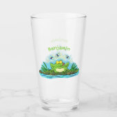 Niedlicher Froschfrosch Cartoon Glas (Vorderseite)