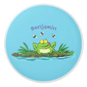 Niedlicher Froschfrosch Cartoon Keramikknauf (Vorderseite)