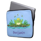 Niedlicher Froschfrosch Cartoon Laptopschutzhülle (Vorderseite Links)