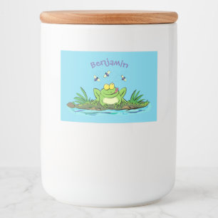 Niedlicher Froschfrosch Cartoon Lebensmitteletikett