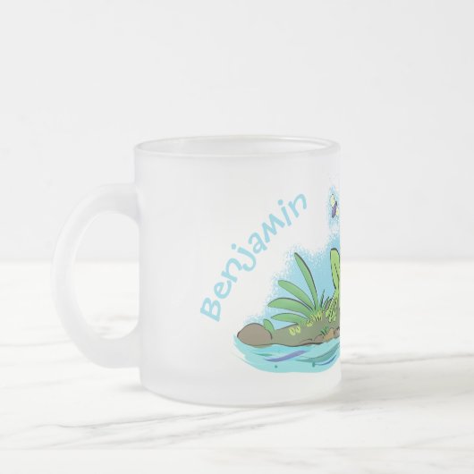 Niedlicher Froschfrosch Cartoon Mattglastasse (Links)