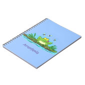 Niedlicher Froschfrosch Cartoon Notizblock (Linke Seite)
