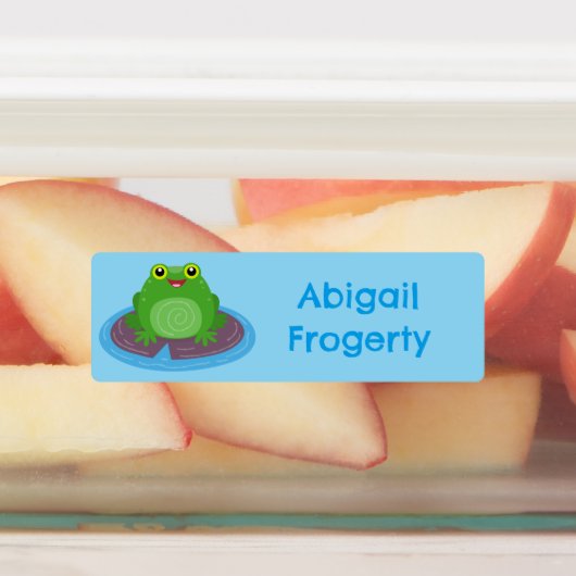 Niedlicher Froschfrosch Cartoon personalisiert Etiketten (Befestigt)