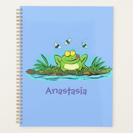 Niedlicher Froschfrosch Cartoon Planer (Vorderseite)
