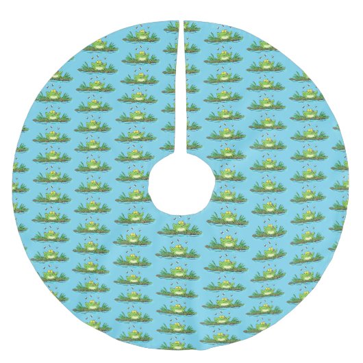 Niedlicher Froschfrosch Cartoon Polyester Weihnachtsbaumdecke (Vorderseite)