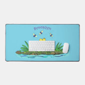 Niedlicher Froschfrosch Cartoon Schreibtischunterlage (Tastatur & Maus)