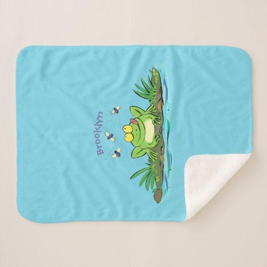 Niedlicher Froschfrosch Cartoon Sherpadecke (Vorderseite (Horizontal))