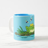 Niedlicher Froschfrosch Cartoon Zweifarbige Tasse (Vorderseite Links)