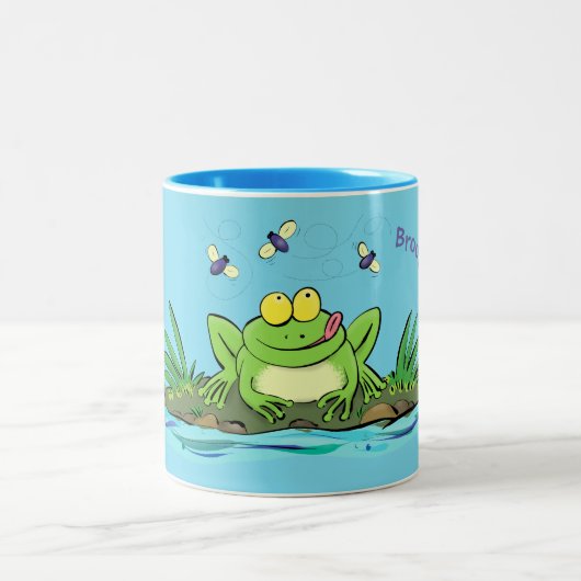 Niedlicher Froschfrosch Cartoon Zweifarbige Tasse (Mittel)