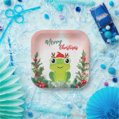 Niedlicher Froschfrosch Weihnachtsfrosch Weihnacht Pappteller (Party)