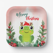 Niedlicher Froschfrosch Weihnachtsfrosch Weihnacht Pappteller (Vorderseite)