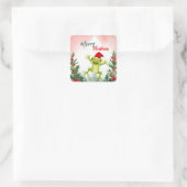 Niedlicher Froschfrosch Weihnachtsfrosch Weihnacht Quadratischer Aufkleber (Tasche)