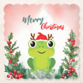 Niedlicher Froschfrosch Weihnachtsfrosch Weihnacht Untersetzer (Vorderseite)