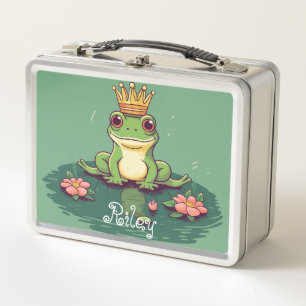 niedlicher Froschgrün-individuelle Name Metall Brotdose