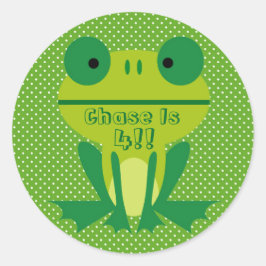 Niedlicher Froschkalk grün und weiß gepunktet Runder Aufkleber