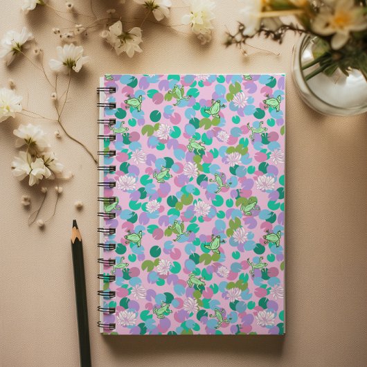 Niedlicher Froschkunstplaner mit rosa Hintergrund Planer