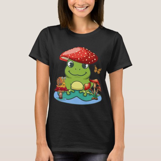 Niedlicher Froschpilz-Hut-Schmetterling T-Shirt (Vorderseite)