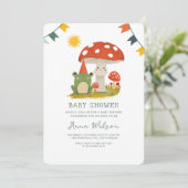 Niedlicher FroschpilzCute Kinderdusche Einladung (Stehend Vorderseite)