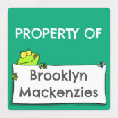 Niedlicher Froschsignatur Cartoon personalisiert Etiketten (Design 1)