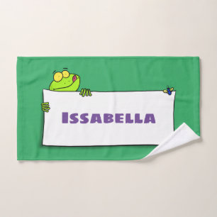 Niedlicher Froschsigne Cartoon Abbildung Badhandtuch Set