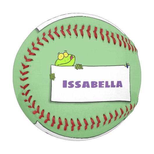 Niedlicher Froschsigne Cartoon Abbildung Baseball (Vorderseite Links)