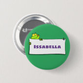 Niedlicher Froschsigne Cartoon Abbildung Button (Vorne & Hinten)