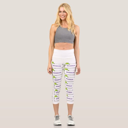 Niedlicher Froschsigne Cartoon Abbildung Capri Leggings (Vorderseite)