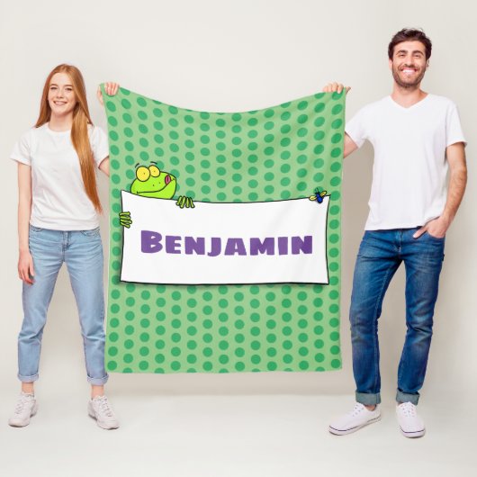 Niedlicher Froschsigne Cartoon Abbildung Fleecedecke (Beispiel)
