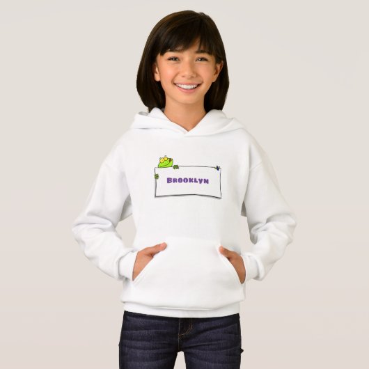 Niedlicher Froschsigne Cartoon Abbildung Hoodie (Vorne ganz)