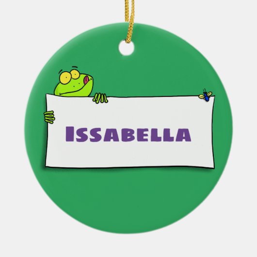 Niedlicher Froschsigne Cartoon Abbildung Keramik Ornament (Vorne)