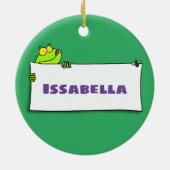 Niedlicher Froschsigne Cartoon Abbildung Keramik Ornament (Hinten)