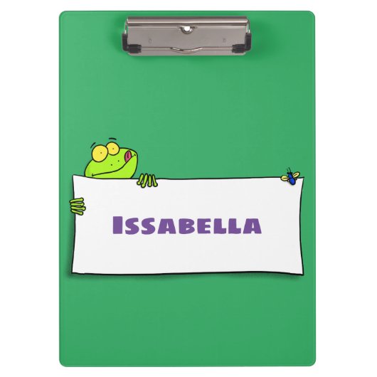 Niedlicher Froschsigne Cartoon Abbildung Klemmbrett (Vorderseite)