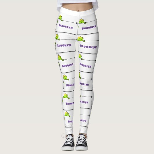 Niedlicher Froschsigne Cartoon Abbildung Leggings (Vorderseite)
