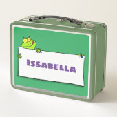 Niedlicher Froschsigne Cartoon Abbildung Metall Brotdose (Rückseite)