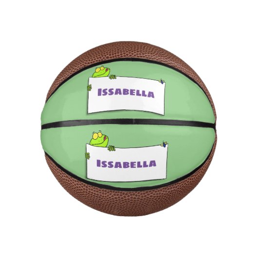 Niedlicher Froschsigne Cartoon Abbildung Mini Basketball (Vorderseite)