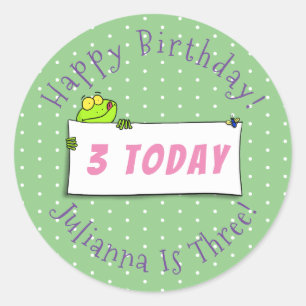 Niedlicher Froschsigne Cartoon Abbildung Runder Aufkleber